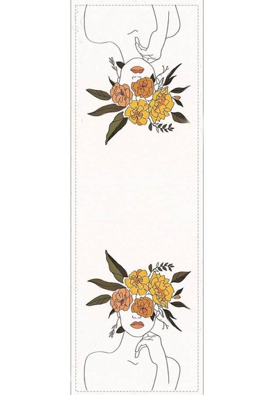 Krem Modern Desenli Premium Masa Örtüsü Runner Rnr341n11