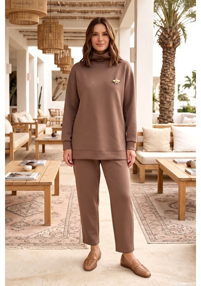 Missemramiss Missemramis Yarım Balıkçı Yaka Pantolonlu Takım 5563 Vizon