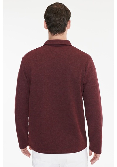 Ac&Co / Altınyıldız Classics Erkek Bordo Pamuklu Standart Fit Normal Kesim Polo Yaka Sweatshirt