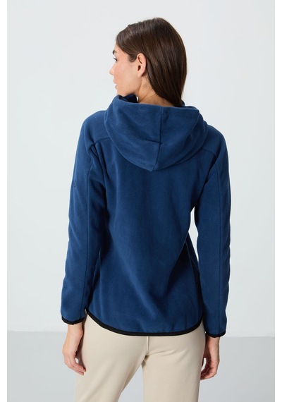 Tommy Life Parlament Kalın Yumuşak Dokulu Kapüşonlu Standart Fit Nakışlı Polar Kadın Sweatshirt -97287 Parlament Mavisi