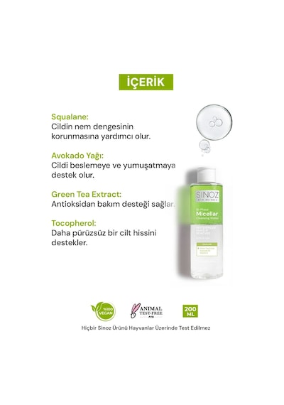 Sinoz Çift Fazlı Micellar Makyaj Temizleme Suyu 200 ML