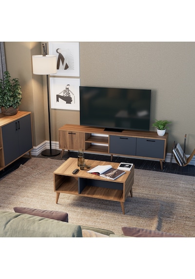 Mezza Set 1581-2070-1620 Exxen (AHŞAP AYAKLI) Tv Ünitesi - Orta Sehpa - Konsol Seti Ürgüp - Antrasit Mezza Set 1581-2070-1620 Exxen (AHŞAP AYAKLI) Tv Ünitesi - Orta Sehpa - Konsol Seti Ürgüp - Antrasit