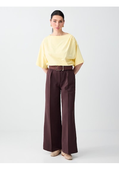 Jimmy Key Acı Kahve Rahat Kesim Normal Bel Dokuma Gabardin Pantolon 6sw185600803 Acı Kahverengi