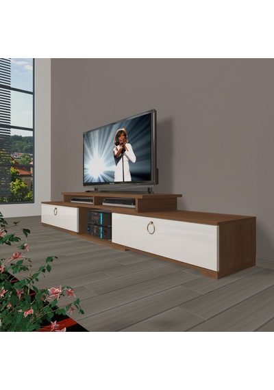 Decoraktiv Flex 130 Mdf Gold Tv Ünitesi Tv Sehpası Ceviz - Beyaz