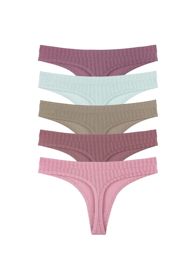 Sensu Kadın Fitilli Soft Renkler 5'li Tanga Külot Set - Kts3052 Karışık.