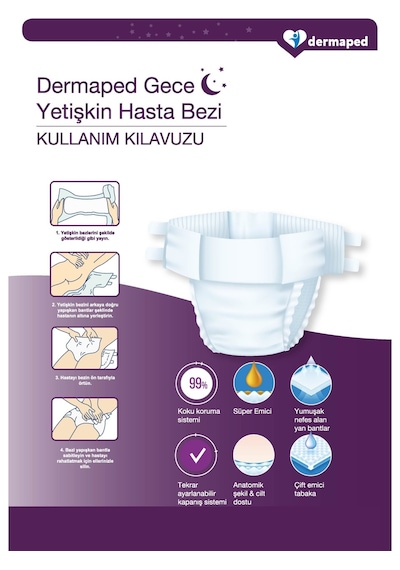 Dermaped 10 Damla Gece Hasta Bezi Medium 60 Adet M