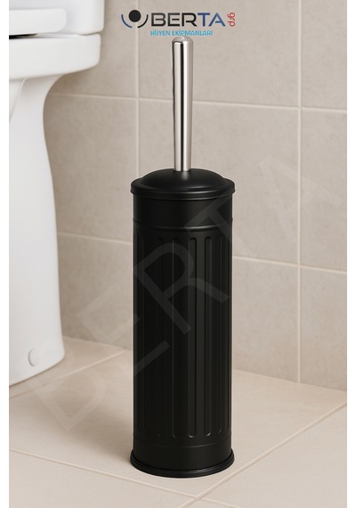 Vintage Banyo Seti Beyaz Çöp Kovası 5lt Tuvalet Fırçası Lüks Model - Mini Boy Çöp Poşeti Hediyelidir Siyah