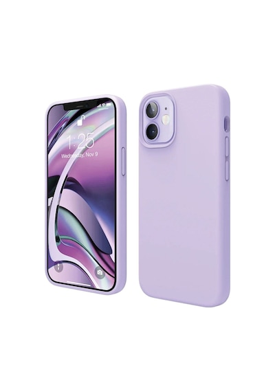 Apple Uyumlu iPhone 12  Silikon Kılıf - Pastel Renk Tonu Esnek Tam Koruma Kapak - Lila