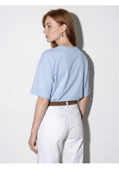 Dilvin 31017 %100 Pamuk Basic T-shirt-açık Mavi