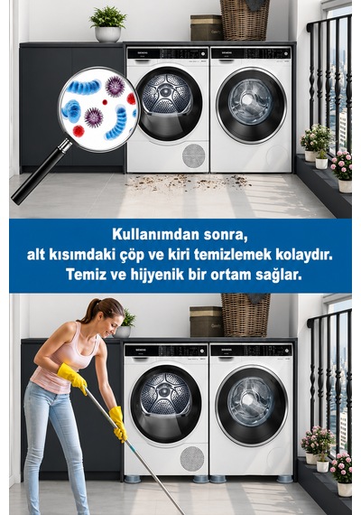 4 Adet Titreşim Engelleyici Ayak - Kaymaz Beyaz Eşya Mobilya Altlığı Ayağı - Sert Kaliteli Plastik Ses Giderici Ayak Gri