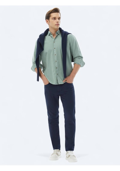 Kip Mint Fitilli Regular Fit Dokuma Kadife Casual %100 Pamuk Gömlek Mint