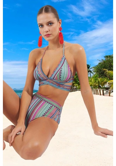 Ersefa Tasarım Bikini Takımı Yaz Koleksiyonu Klora Dayanıklı Yüksek Konf Çok Renkli