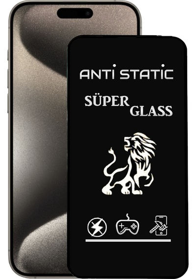Pp Apple iPhone 15 Pro Max Uyumlu Anti Static Toz Tutmaz Çerçeveli Ekran Koruyucu