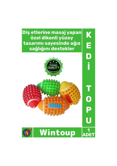 Keditopu Dikenli Diş Kaşıma Temizleme Dayanıklı Isırma Dirençli Renkli Kedi Köpek Isırma Topu Sesli