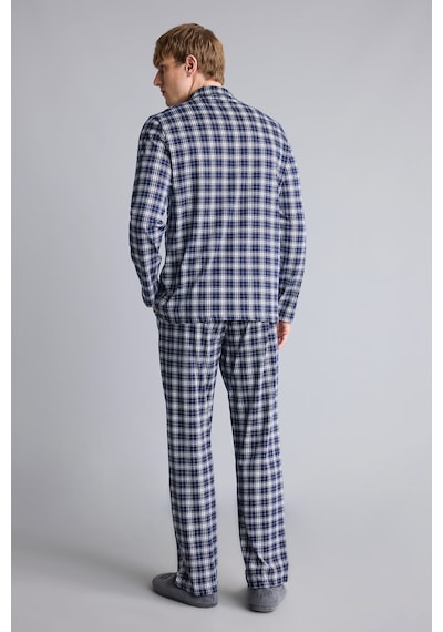 Defacto Regular Fit Ekose Desenli Uzun Kollu 2li Pijama Takımı H7538ax26aunv135 Lacivert-nv135