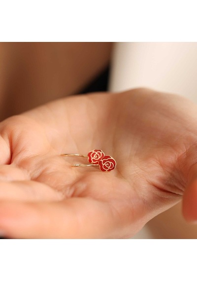 Sembol Gold Sallantılı Altın Çocuk Küpe Gül Form