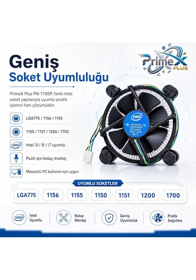 Primex Px-1150p Intel İşlemci Fanı, İ3 İ5 İ7 Uyumlu Cpu Soğutucu Fan, Lga775 1156 1155 1150 1151 1200 1700 Pin İşlemci Soğutucu, E97379-003 Intel Fan Primex Px-1150p Intel İşlemci Fanı, İ3 İ5 İ7 Uyumlu Cpu Soğutucu Fan, Lga775 1156 1155 1150 1151 1200 1700 Pin İşlemci Soğutucu, E97379-003 Intel Fan
