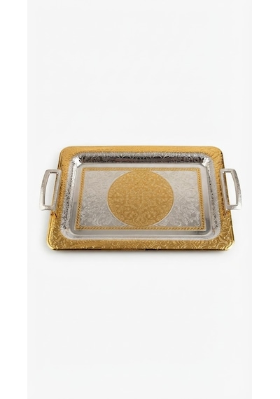 Winter Dikdort. Metal Tepsi 35 X 25 Cm Kçk Gold