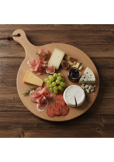 Ayaklı Akasya Sunum Tabağı Ve Servis Tahtası 40x30 Cm Doğal Ahşap Modern Peynir, Şarküteri, Pizza Ve Kahvaltı Tahtası Saplı Ve Yükseltilmiş Ayaklı Sunumluk Çok Renkli