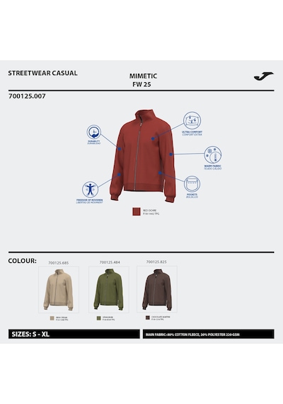 Joma 700125.100 Mimetic Full Zip Unisex Sweatshirt Renkli