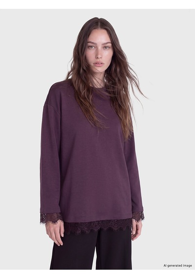 Lcw Modest Mürdüm Soft Touch Kadın Sweatshirt Tunik