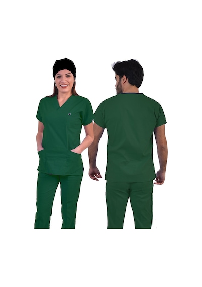 İba Medikal Avcı Yeşili Flexcool Likralı Doktor Hemşire Scrubs Unisex