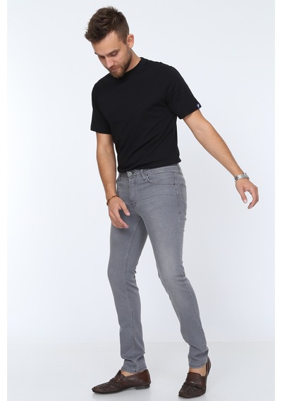Digital Jeans Erkek Slim Fit Dar Kesim Dar Paça Kot Pantol Açık Gri