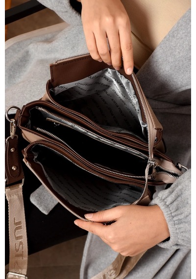 Just Polo Kadın Orijinal Just Polo Yeni Sezon Omuz Çantası Shopper Ebat : 21 X 28 Cm Kum - Kahverengi