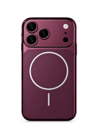 İphone 16 Pro Max İçin İphone 18 Pro Max Görünümlü Uyumlu Kılıf Kablosuz Şarj Destekli Kamera Lens Korumalı Şık Metal Görünümlü Dayanıklı Arka Kapak Tasarımı H0x2 Burgonya