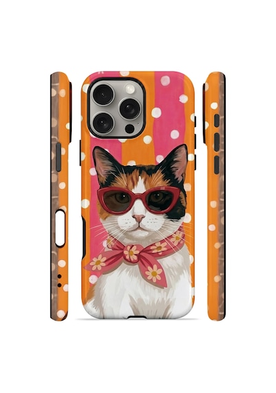 Velvoria Valestra Turuncu Retro Kedi Apple Apple iPhone Uyumlu 16 Pro Max Darbe Korumalı Kılıf Valestra Select - Turuncu Retro Kedi