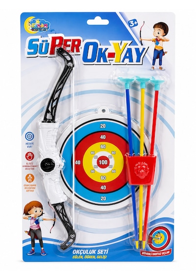 Süper Ok Yay Seti Hedef Tahtalı Okçuluk Oyuncağı 3 Ok Dahil 3 Yaş+