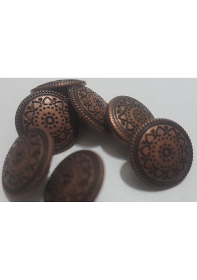 7 Adet Kahverengi 1.5 Cm. Metal Desenli Ayaklı Düğme