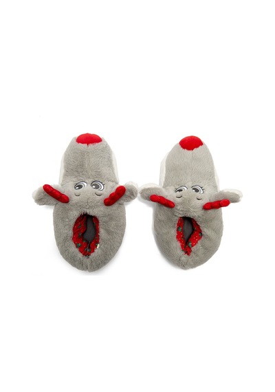 Twigy Betty EE0530 Kadın Hayvanlı Panduf Gri 36/41 Gri