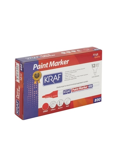 Kraf 830 Paint Markör Kalem Kırmızı 12'Li