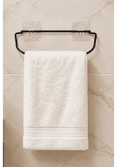Siyah Şık Duvar Tipi Havluluk Delmeden Montaj, Yapışkanlı Modern Banyo Havlu Askısı