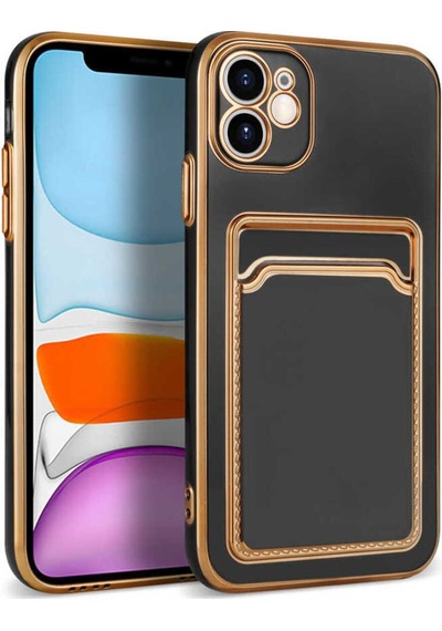 Apple Uyumlu iPhone 11 Kılıf Zore Bark Kartlıklı Kapak Siyah