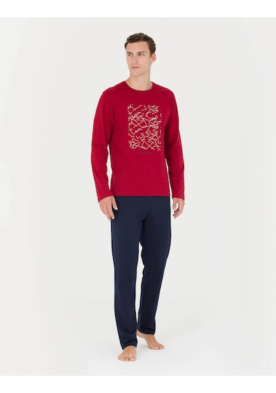 Pierre Cardin 6030 Uzun Kol Erkek Pijama Takımı V1 Bordo