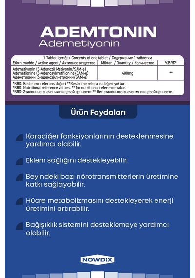 Nowdix Ademtonin Ademetionin 400 Mg 20 Tablet