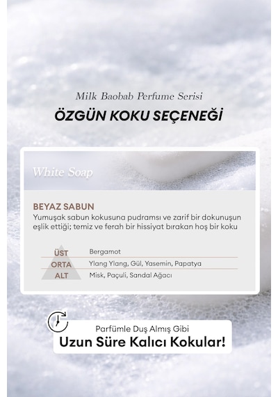 Yıpranmış Saçı Onaran Parfümlü Keratinli Saç Kremi Mılk Baobab Perfume Treatment White Soap
