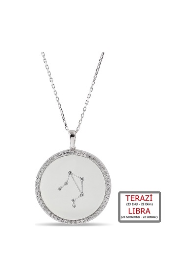 Kuyumcudukkanı Zirkontaşlı"terazi Burcu"kolye-33019-lıbra-w Beyaz