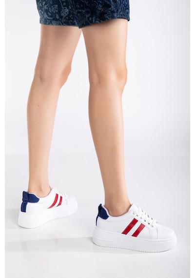 Erceka Kadın Spor Ayakkabı Sneaker Günlük Kullanıma Uygun Beyaz-siyah-kırmızı,mavi Bağcıklı Beyazkırmızımavi Erceka Kadın Spor Ayakkabı Sneaker Günlük Kullanıma Uygun Beyaz-siyah-kırmızı,mavi Bağcıklı Beyazkırmızımavi