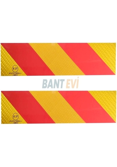 Bant Evi Tüvtürk Uyumlu E37 Reflektörlü Tır Kamyon Arkası Fosforlu İkaz Bantı Kırmızı Sarı