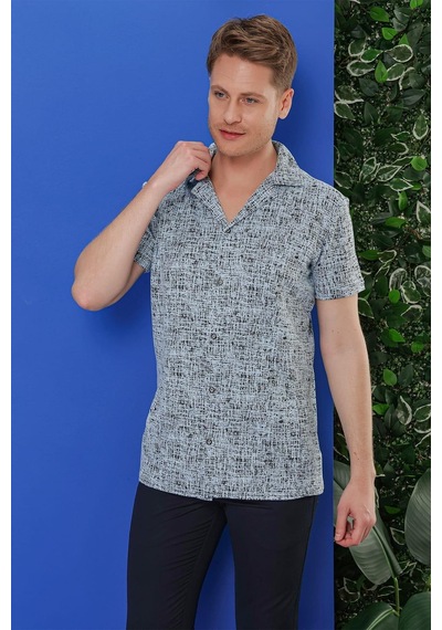 Efor G 1535 Slim Fit Mavi Klasik Gömlek Mavi