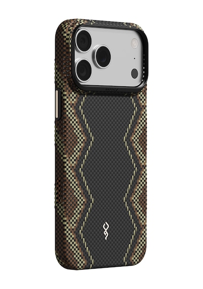 Apple iPhone Uyumlu 18 Pro Kılıf M-safe Şarj Özellikli Raptic Aramid Skin Scepter Serisi Karbon Kapak Siyah