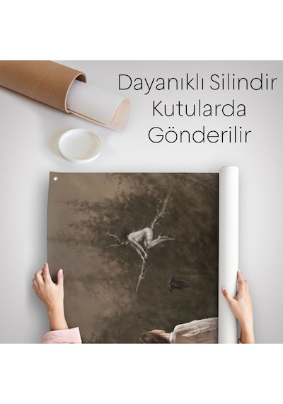 Süpürgeli Cadıya Özenen Kız Dekoratif Duvar Örtüsü - Halısı -6185