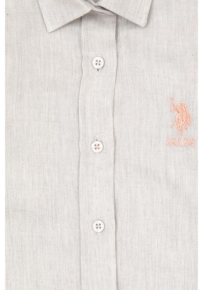 U.S. Polo Assn. Kız Çocuk Krem Melanj Uzun Kollu Basic Gömlek 50317666-XX7018
