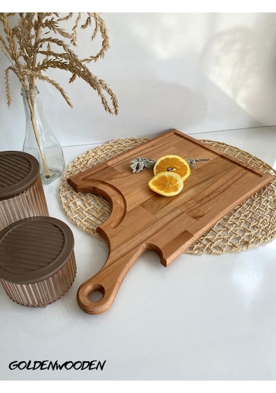 Balta Doğal Ahşap Sunum Tabağı Ahşap Sunumluk Kayın/gürgen Boy:45cm En:27cm