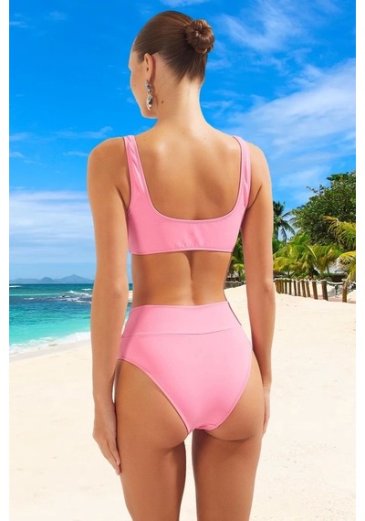 Ersefa Tasarım Bikini Takımı Özel Ergonomik Kesim Su Sporları İçin Şık D Pembe