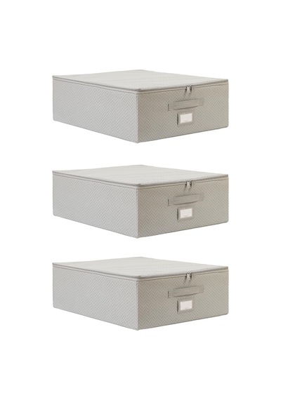 Lexroo 3'lü Orta Boy Gri Balıksırtı Destekli Hurç Set 45 X 55 X 18 Cm