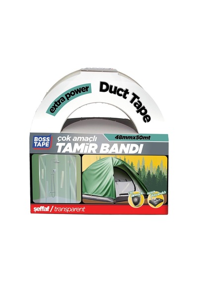 Boss Tape Seffaf Duct Onarim Bandi, 48 Mm X 50 M, Seffaf